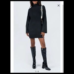Princess Polly Sonelle Rib Turtleneck Long Sleeve Sweater Minidress